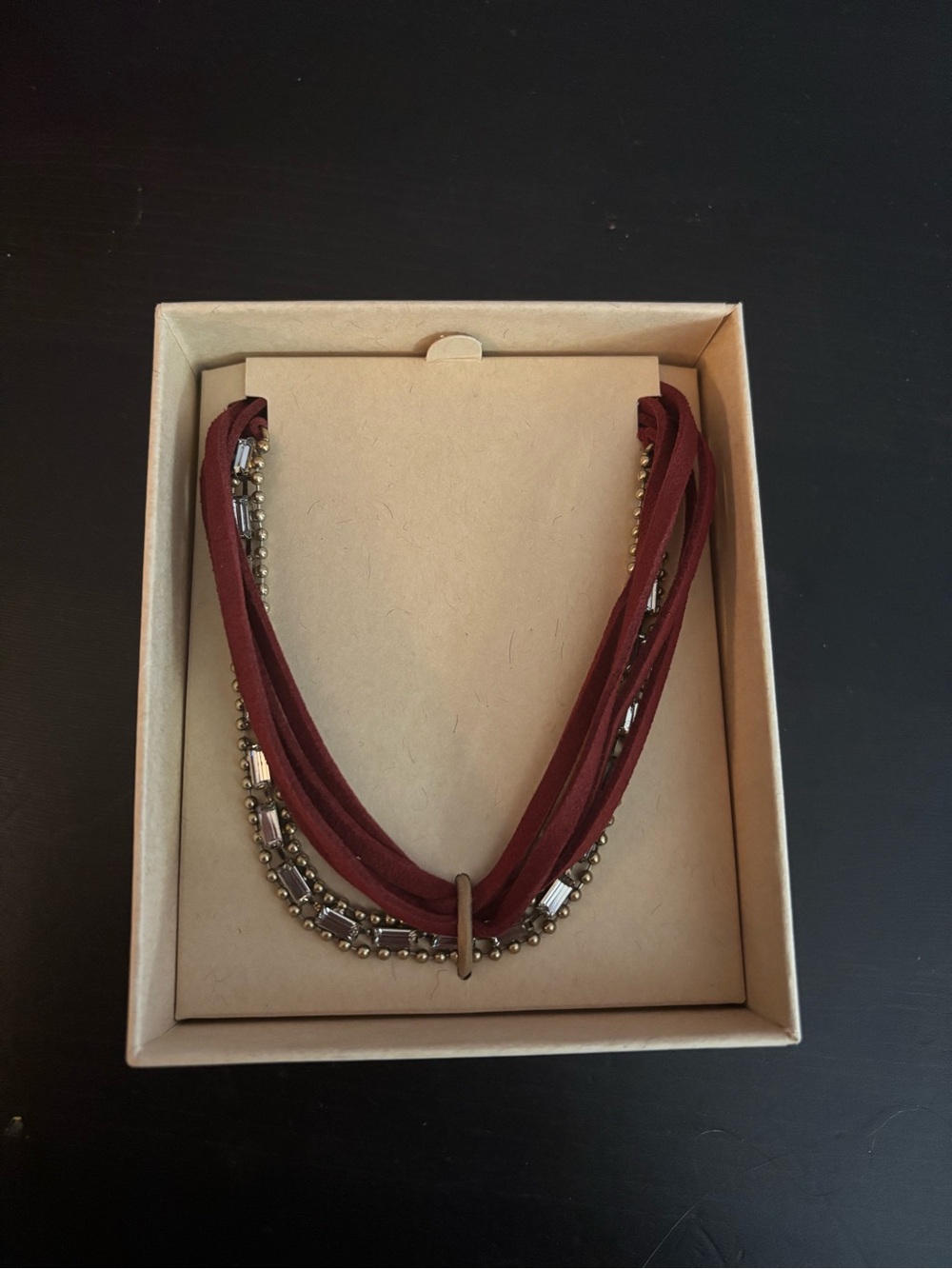 Layered Wine-Red Necklace with Metallic Accents Jen Atkin x chloe + isabel